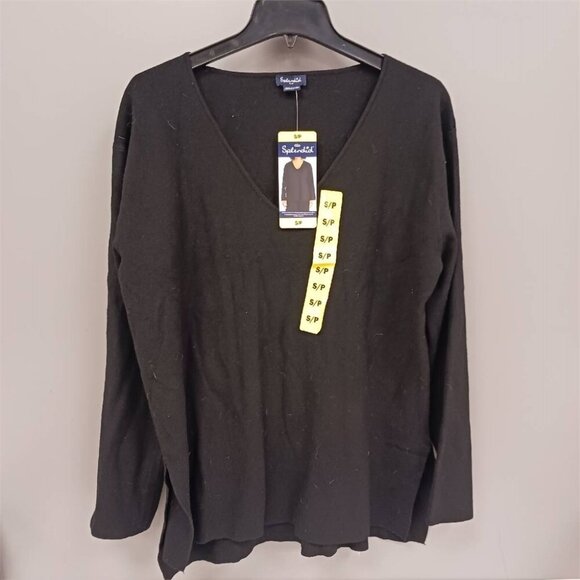 Splendid V-Neck Black Top Women’s S NWT Soft Jersey Luxe Stretch Casual Shirt - Picture 1 of 6